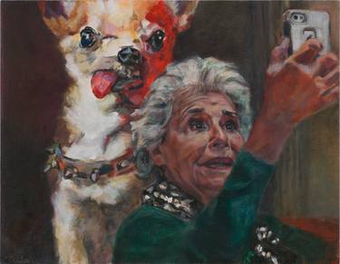 Selfie With Dog Painting thumb