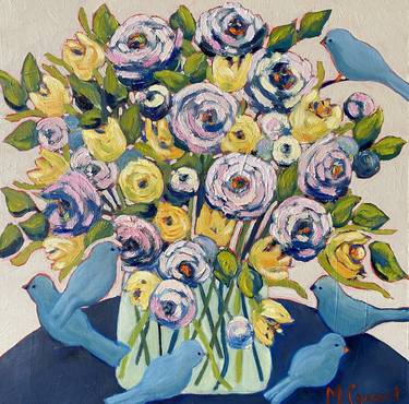 Original Abstract Expressionism Floral Paintings by Monica Cowsert
