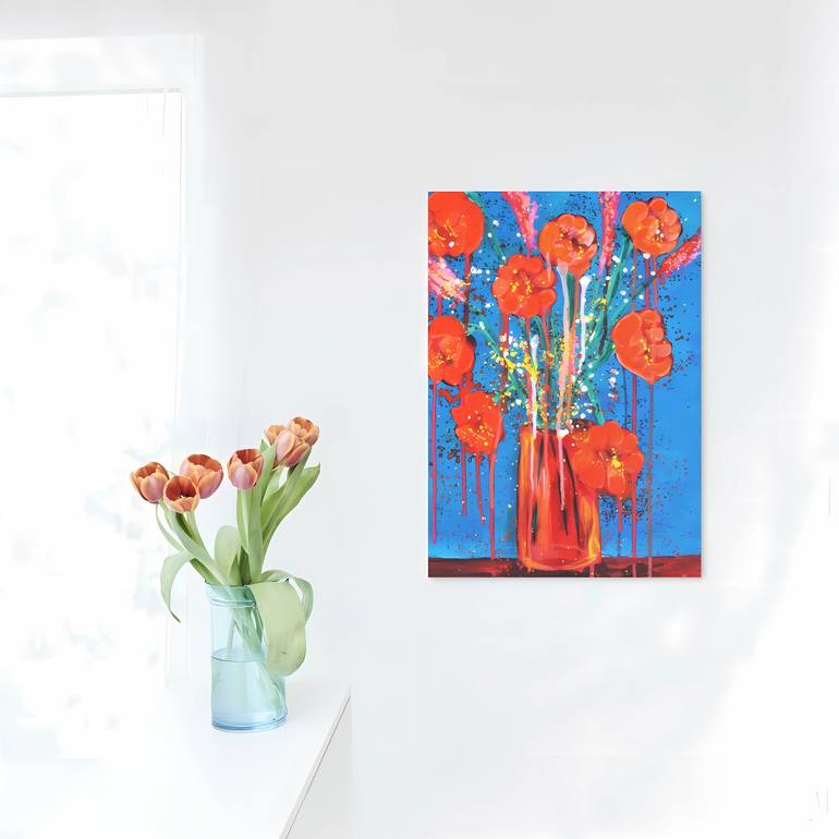 Original Abstract Floral Painting by Antonia Hoybakk