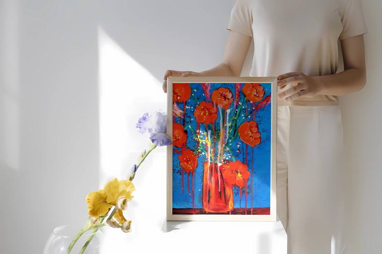 Original Abstract Floral Painting by Antonia Hoybakk
