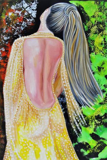" Intrigue" abstract woman,colorful contemporary female,painting thumb