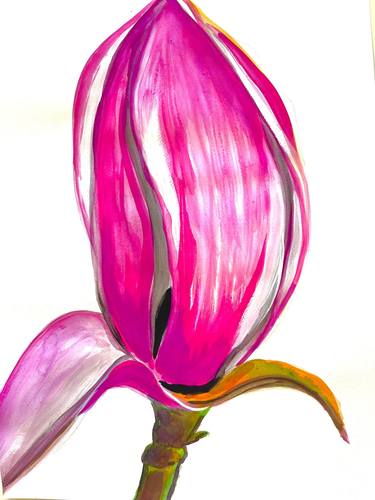 "Pink magnolia", original  watercolor painting from Norway thumb