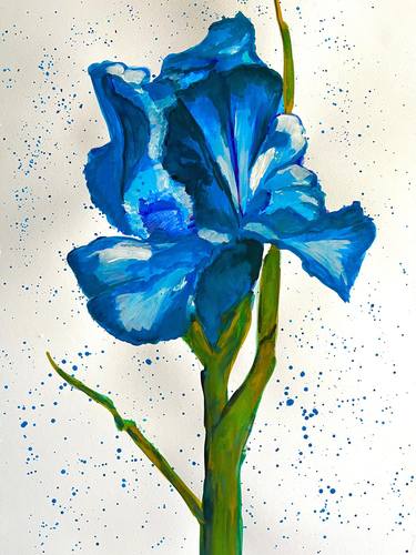 "Blue delicate", original watercolor, floral,botanic art. thumb