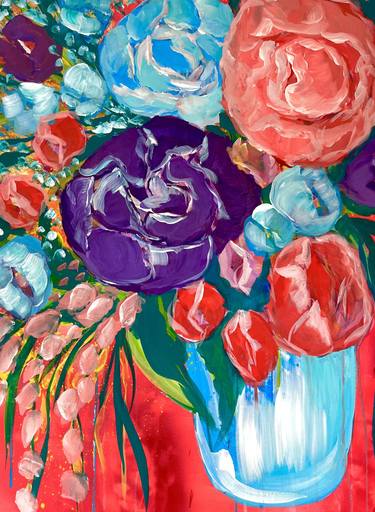 Original Abstract Floral Painting by Antonia Hoybakk