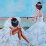 This artwork is one of the pictures from my series of paintings about ballet.
Since all dreams are looking for a place where they would settle and live, my childhood dreams found a place on my canvas....