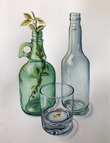 Tree branch, bottles and glass (184) thumb