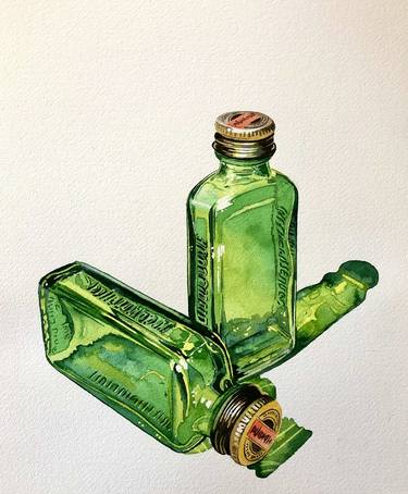 Small, green liquor bottles (190) thumb
