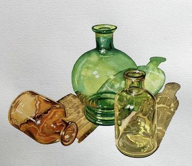 Still life with three colorful bottles (197) thumb