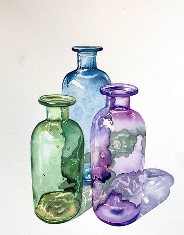 Three colorful empty bottles (198) thumb