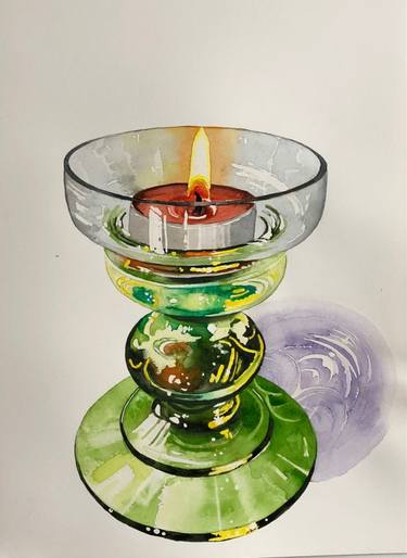 Green Glass Candleholder (12) thumb