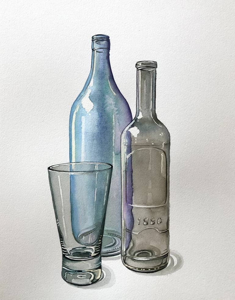 Still life with bottles (111) Painting by Serpil Umit | Saatchi Art