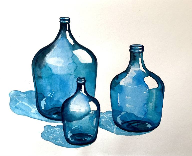 Watercolor Glass Bottles: From Drawing to Painting 