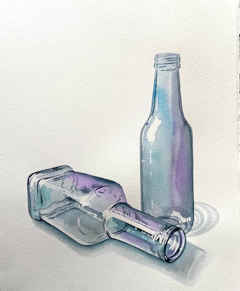 Still life with two bottles (134) Painting by Serpil Umit | Saatchi Art
