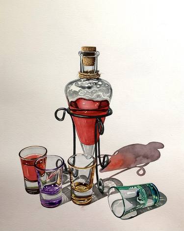 Liquor bottle and liquor glasses (155) thumb