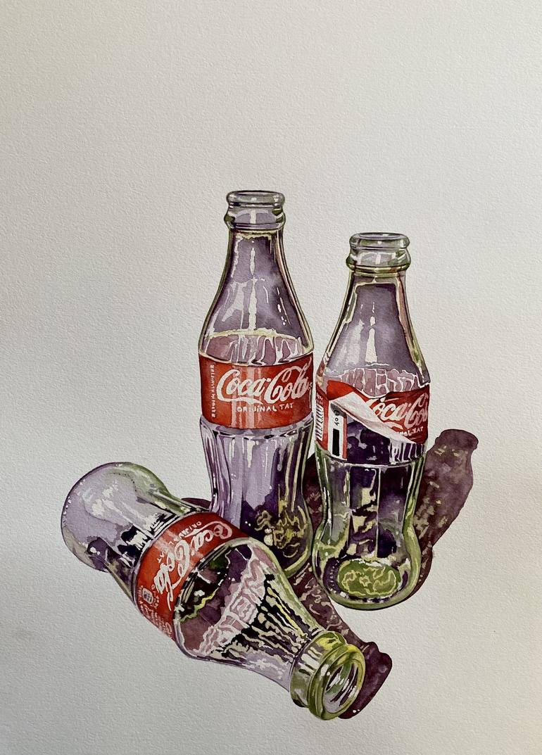 Empty Coca-Cola bottle (158) Painting by Serpil Umit