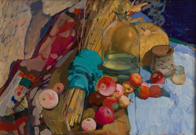 Still life with pumpkin Painting by Evgenii Kostriukov | Saatchi Art