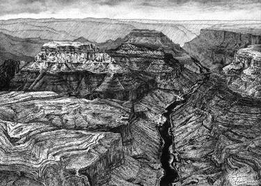 Original Realism Landscape Drawing by Marjolaine St-Yves