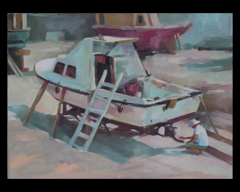 Original Illustration Boat Painting by Viktoriia Astakhova