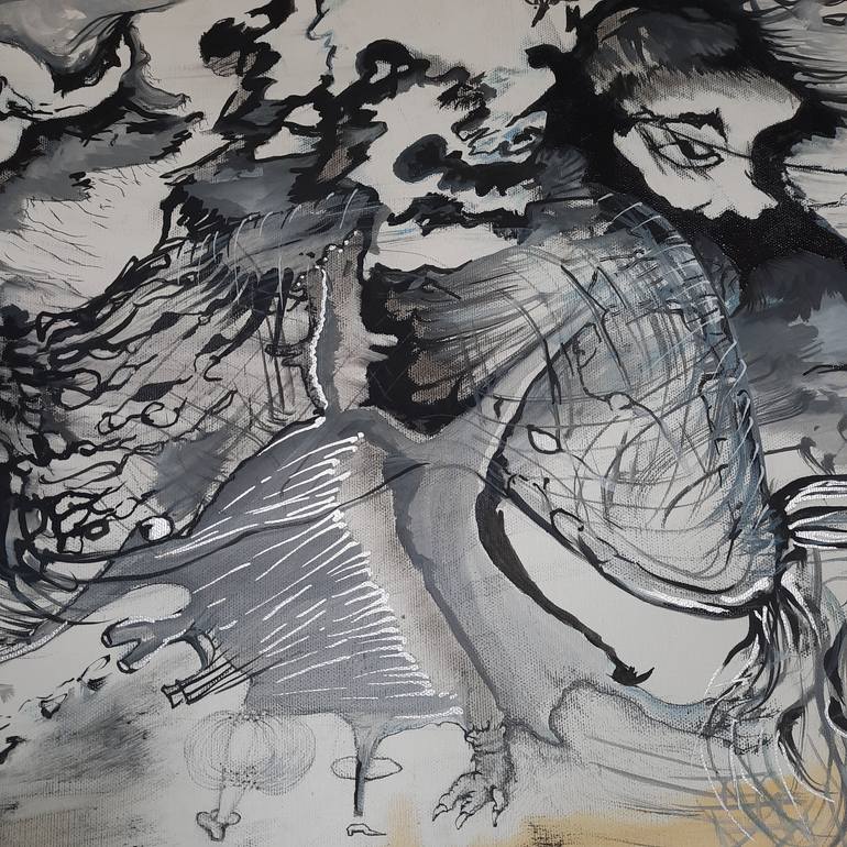 Original Abstract Expressionism Language Painting by María Jose Arenas