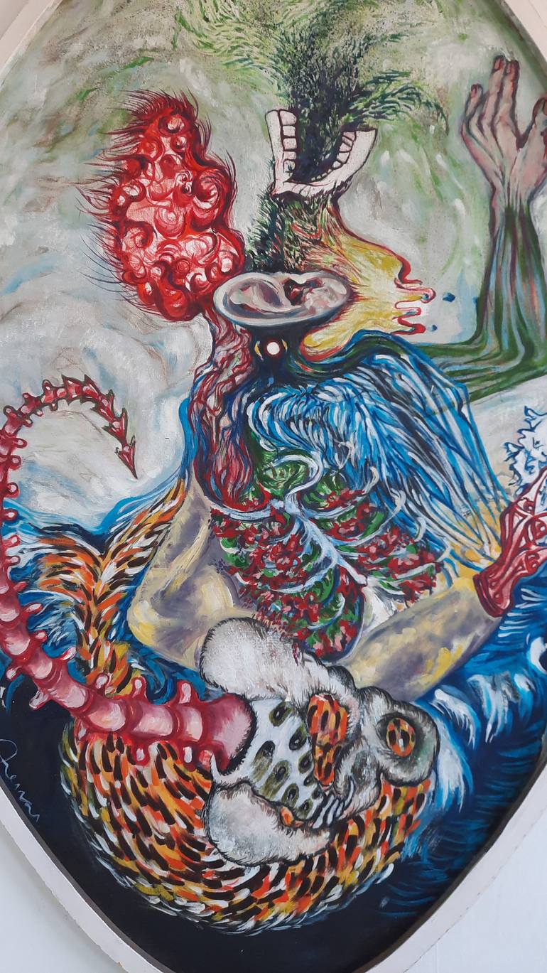 Original Abstract Expressionism Body Painting by María Jose Arenas