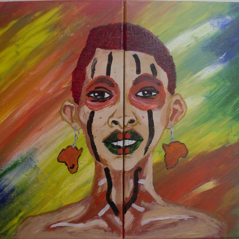 Original Abstract Women Painting by Maluba Munansangu