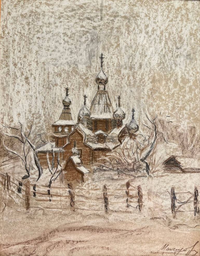 Church in a blizzard Painting by Tatiana Maksimova | Saatchi Art India