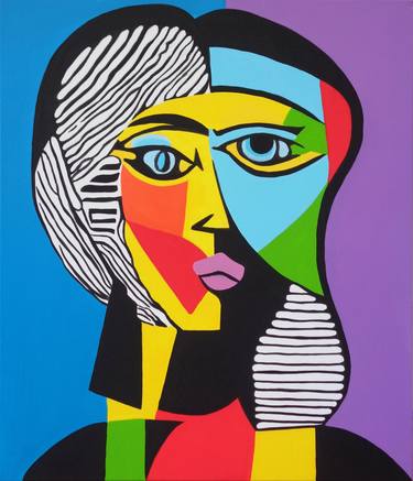 Original Cubism Geometric Paintings by Elena Popa