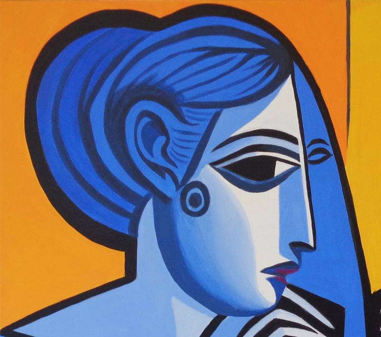 Original Cubism Portrait Painting by Elena Popa