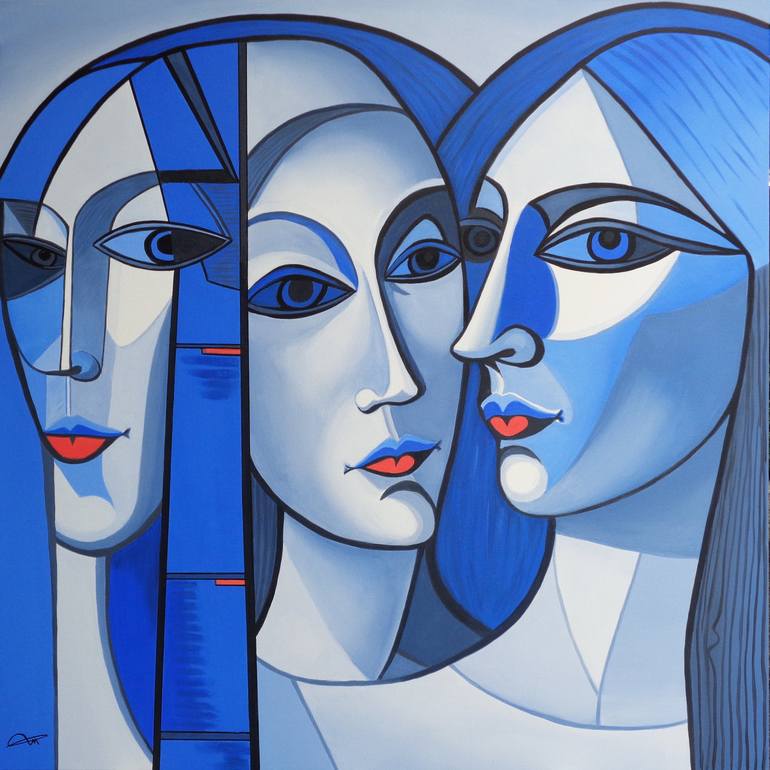 Print of Cubism Portrait Paintings by Elena Popa