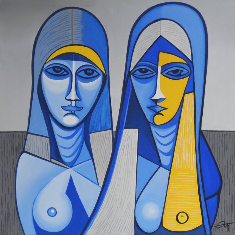 Original Cubism Portrait Paintings by Elena Popa