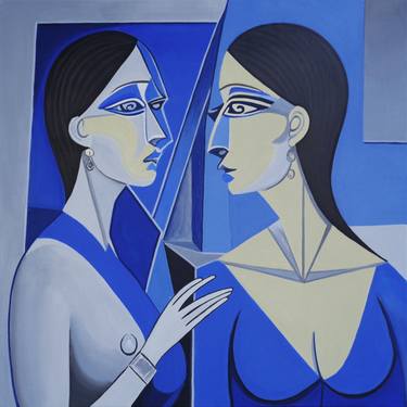 Original Cubism Portrait Paintings by Elena Popa