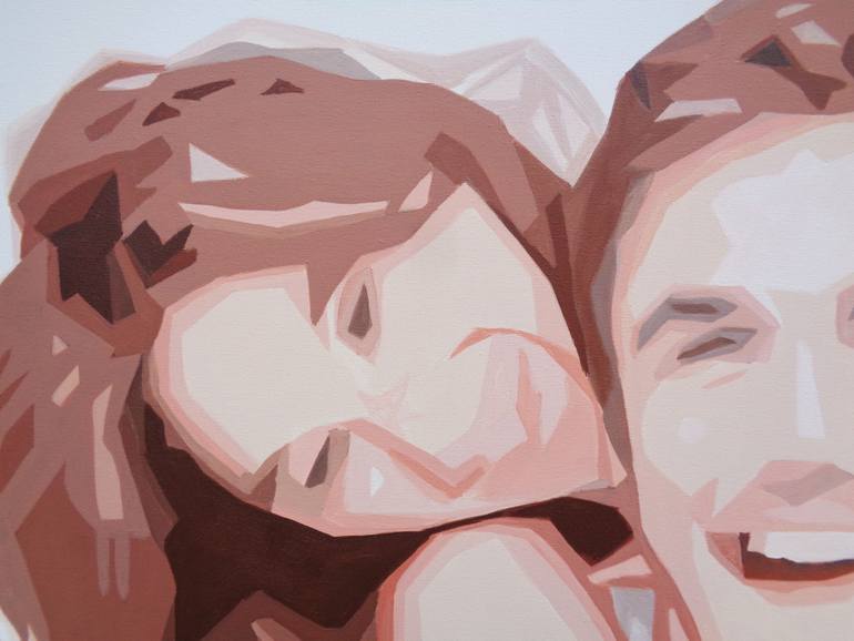 Original Cubism Love Painting by Elena Popa