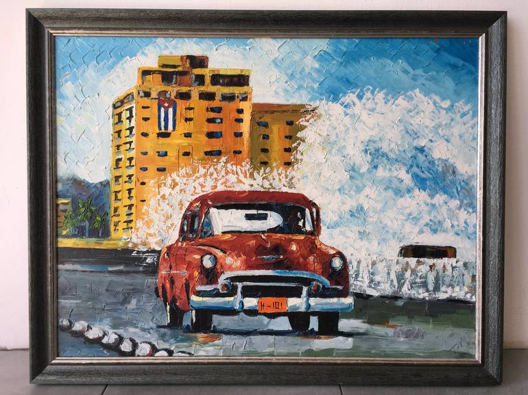 Original Street Art Automobile Painting by Kristina Koloskova