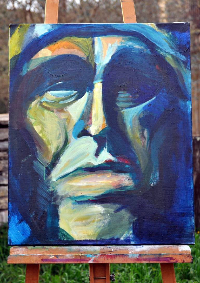 Original Expressionism Portrait Painting by Bellule Art