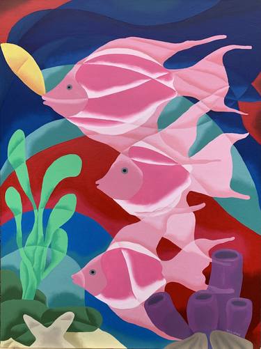 Print of Cubism Fish Paintings by Weldon Llames