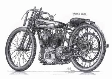 Print of Realism Motorcycle Drawings by Cosmas Lili Sudrajat