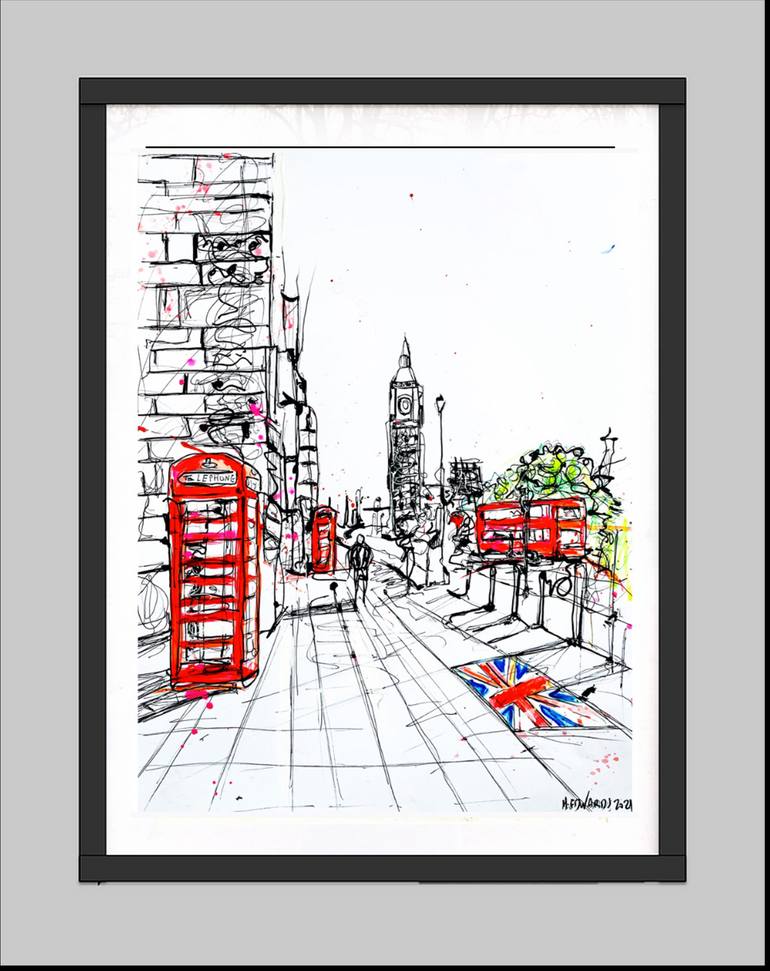 Original Abstract Architecture Drawing by Harriet Edwards