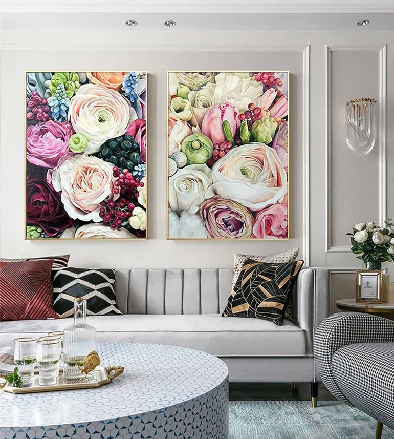 Original Art Deco Botanic Painting by Irina Ivlieva