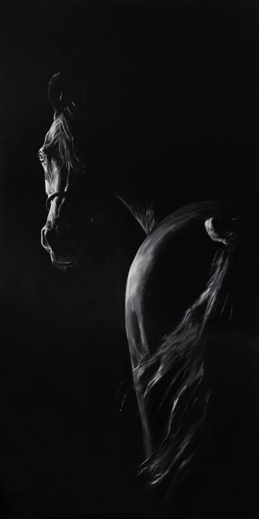 A huge oil painting with a horse "Mystery" 110*220 cm thumb