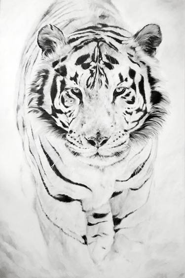 Original oil painting "White tiger" 150*100 cm thumb