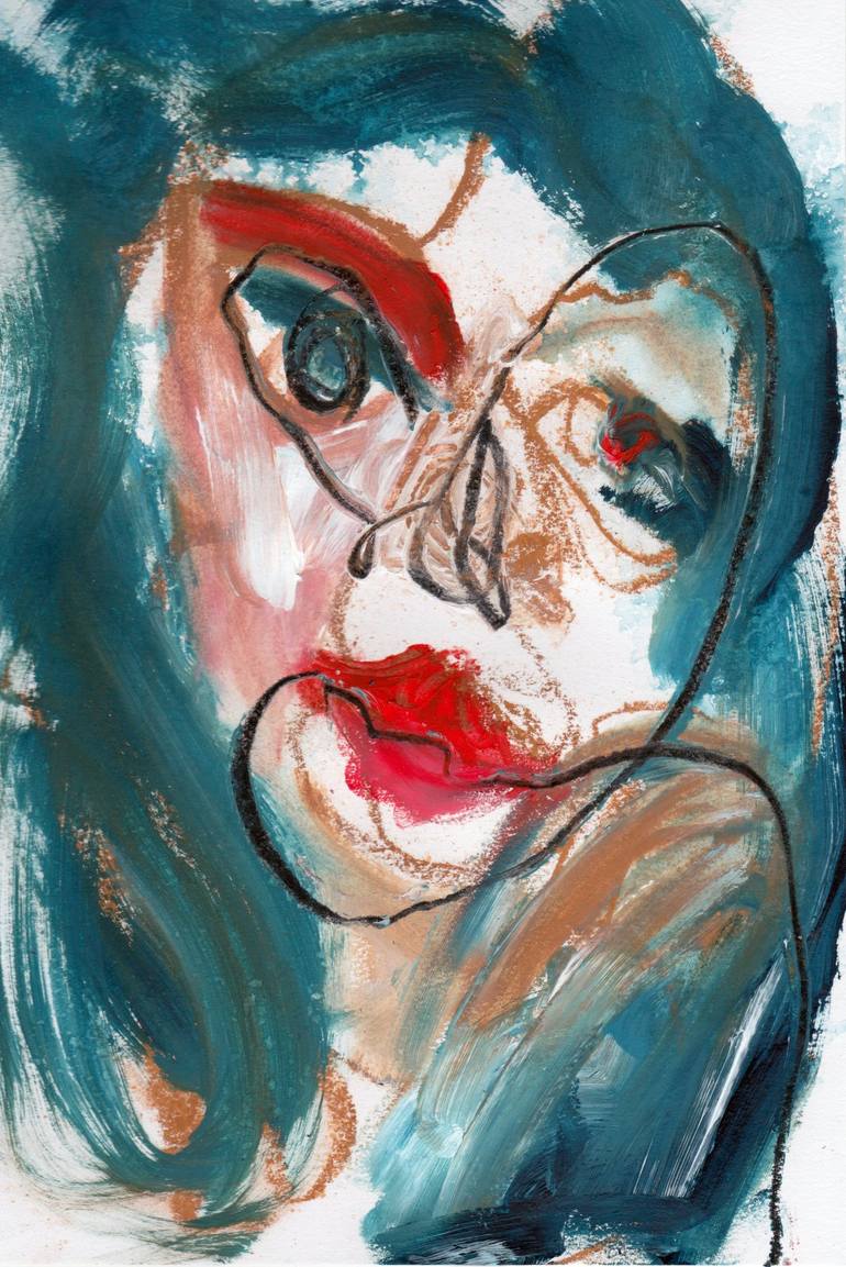 Wall Art Print, Expressive Woman face in Oil Painting, Abstract Portrait