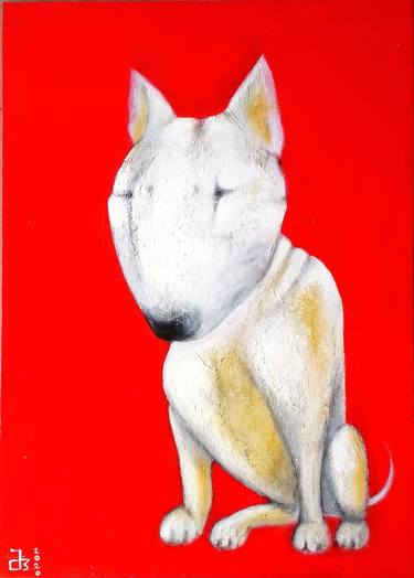 Print of Dogs Paintings by Makhare Midelashvili
