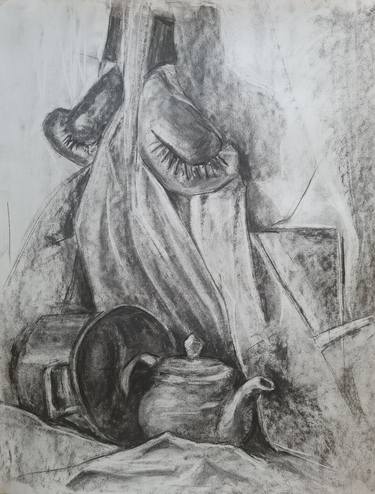 Charcoal still life with the pot thumb