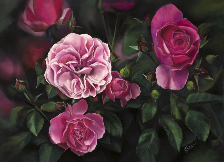 Pink Roses Drawing by Oxana Babkina | Saatchi Art