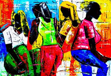 Original Expressionism Women Painting by Obi Nwaegbe