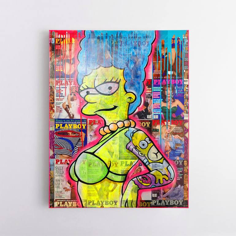 Sexy Marge Simpson - Vintage Playboy Original Painting by Nixon Painting by  Trevor Farbo | Saatchi Art