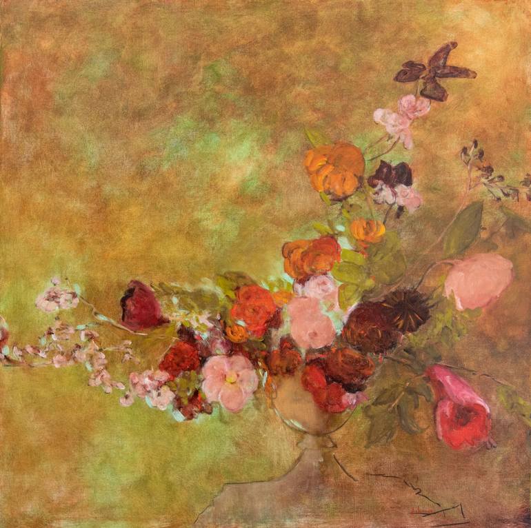 Original Abstract Expressionism Floral Paintings by Isabelle Delannoy