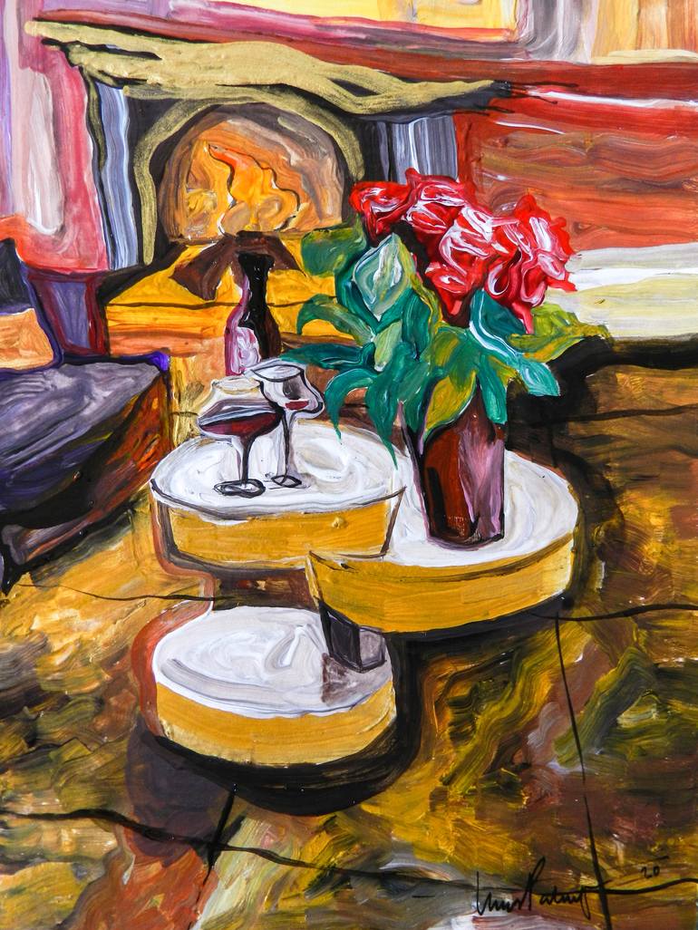 Original Expressionism Interiors Painting by Thais Palma Bottiglieri