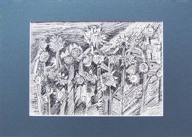 Wild garden drawing in passepartout 21cmx30cm thumb