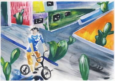 Print of Modern Bicycle Paintings by Liza Pastushchak